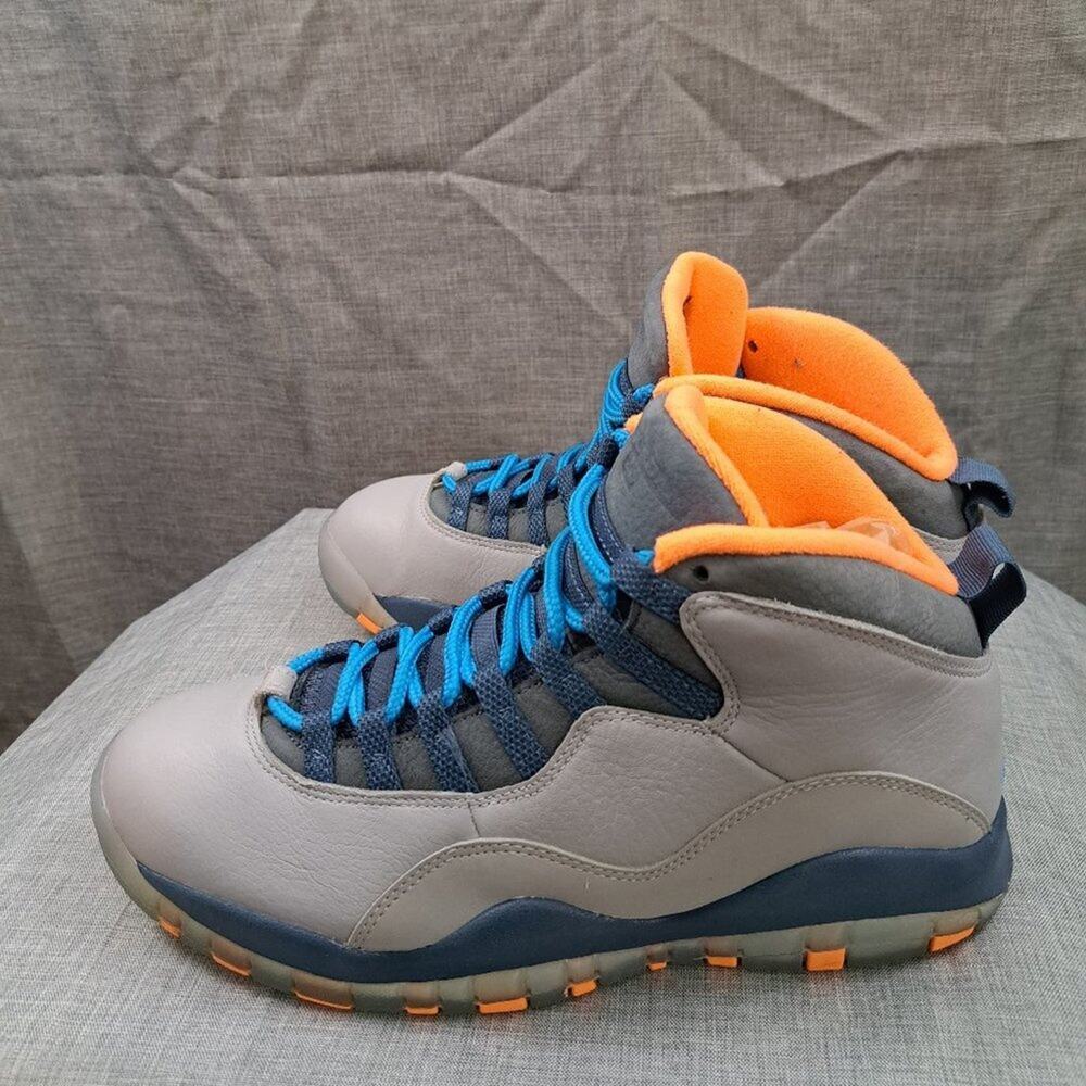 %Men's Nike Air Jordan 10 X Retro Bobcats Wolf Gray Blue Orange Sz 9 Men / AJ9